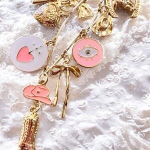 Gold and Pink toned Cowboy Charm necklace